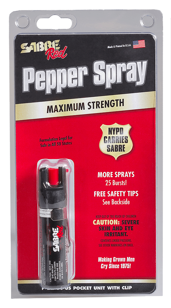 Sabre Red Compact Pepper Spray Black With Clip Texas Fowlers