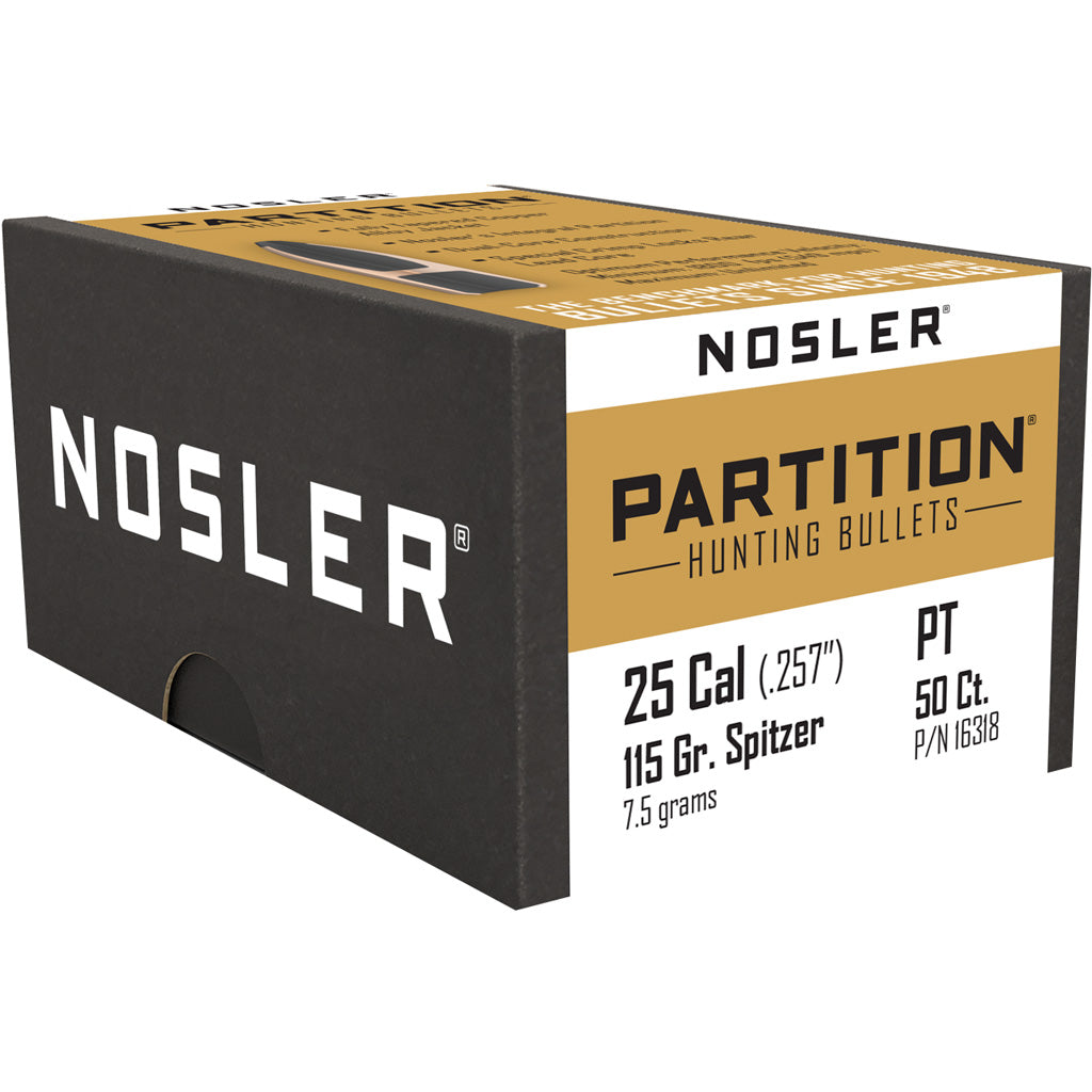 Nosler Partition Bullets .25 Cal. 115 Gr. Spitzer Point 50 Pk.