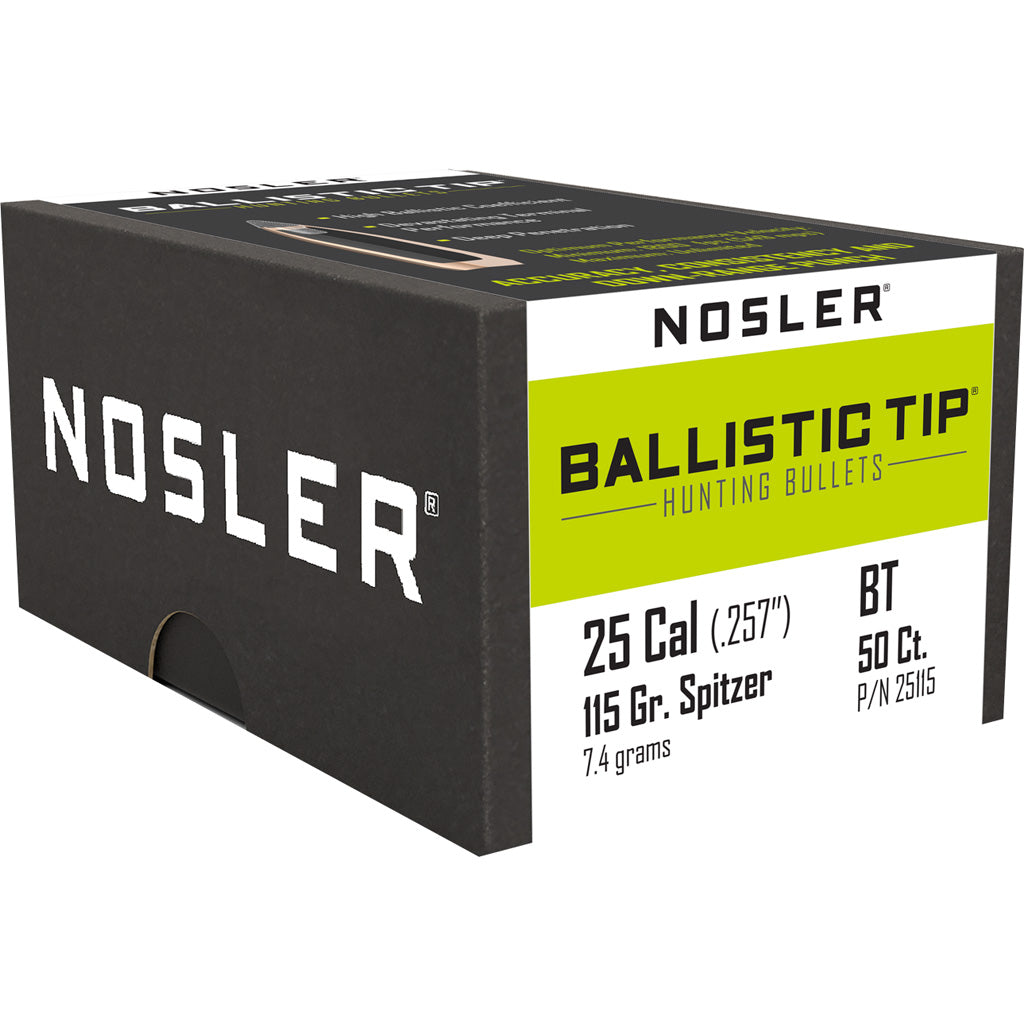 Nosler Ballistic Tip Hunting Bullets .25 Cal. 115 Gr. Spitzer Point 50 Pk.