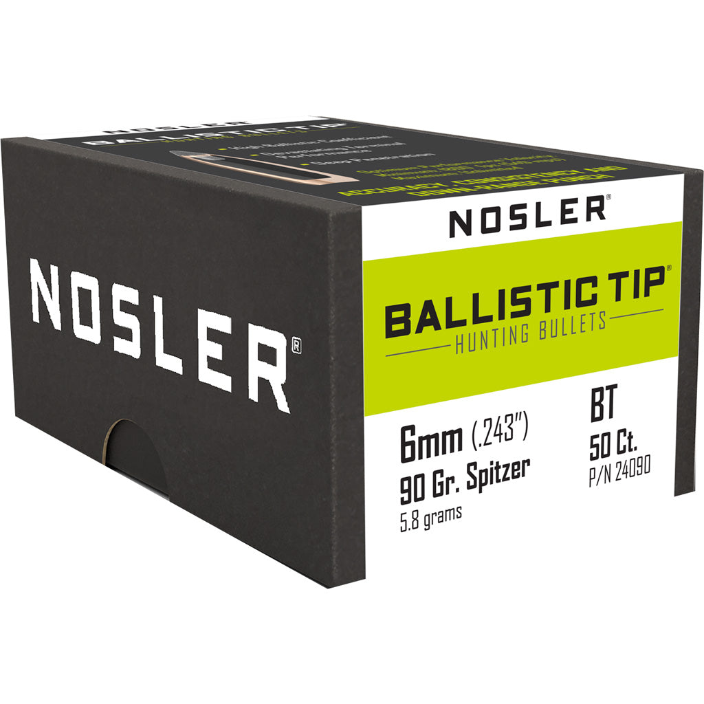 Nosler Ballistic Tip Hunting Bullets 6mm 90 Gr. Spitzer Point 50 Pk.