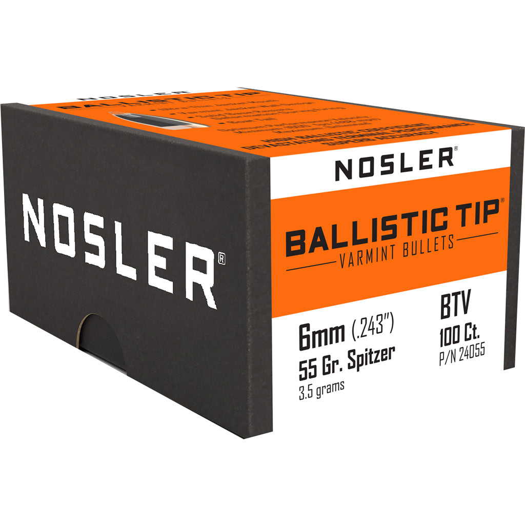 Nosler Ballistic Tip Varmint Bullets 6mm 55 Gr. Spitzer Point 50 Pk.