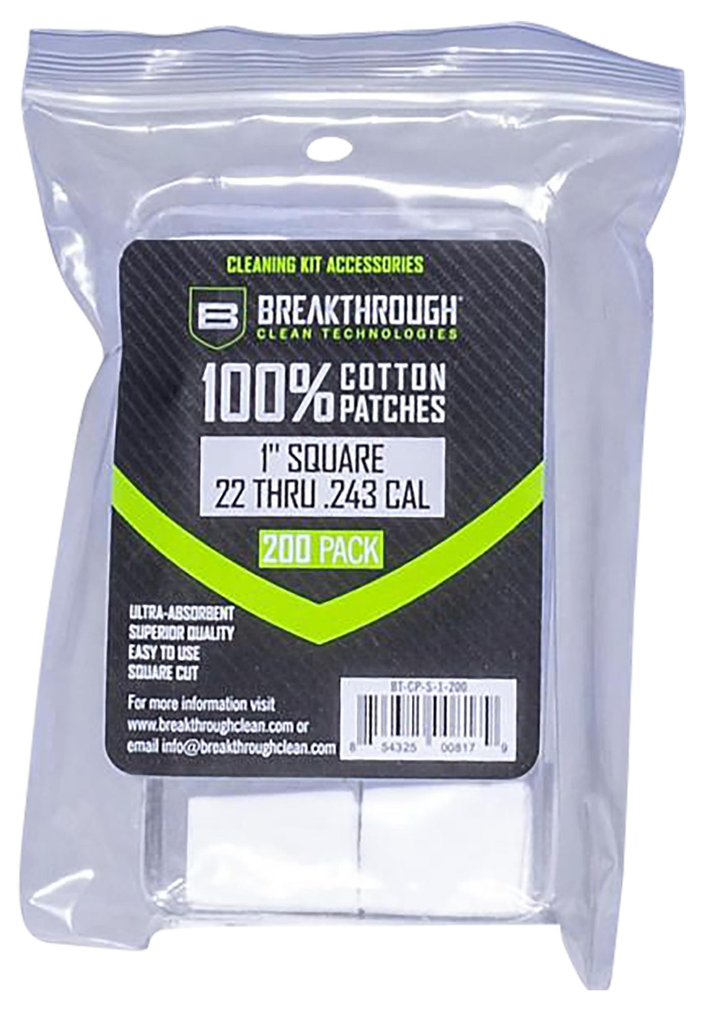 Breakthrough Clean Square, Brktrhu Bt-cp-s-1-200     Sq Ptchs .22-243   200pc