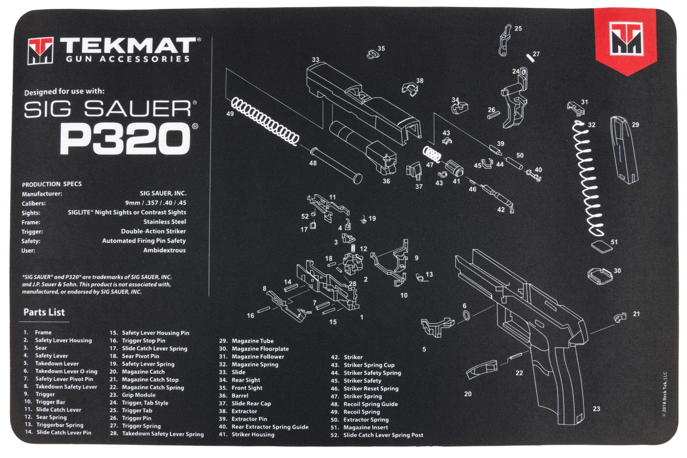 Beck Tek, Llc (tekmat) Sig Sauer P320, Tekmat Tekr17sigp320       Sig P320 Gn  Mat