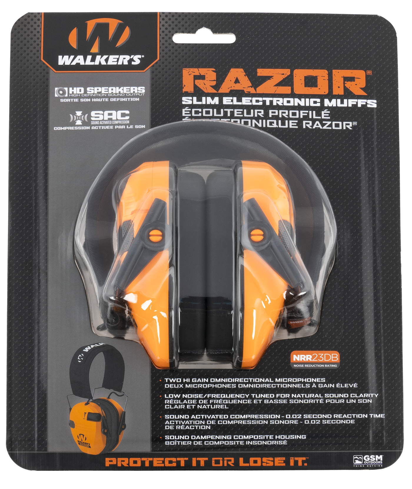 Walkers Game Ear Razor Slim Electronic, Wlkr Gwp-rsem-blz      Razr Slim Elc Muf Blaze Org