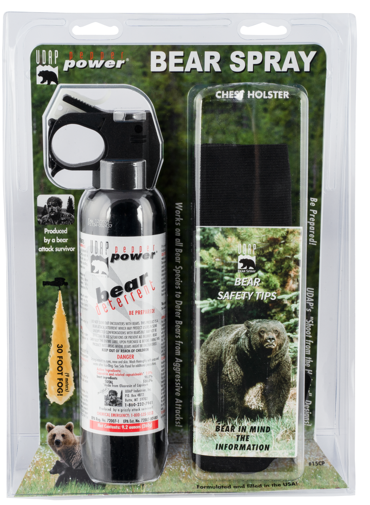 Udap Super Magnum Bear Spray, Udap 15cp    Magnum Bear 260g Chest Hls