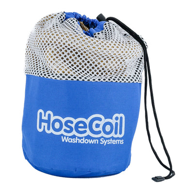 HoseCoil 75' Expandable PRO w/Brass Twist Nozzle & Nylon Mesh Bag - Gold/White