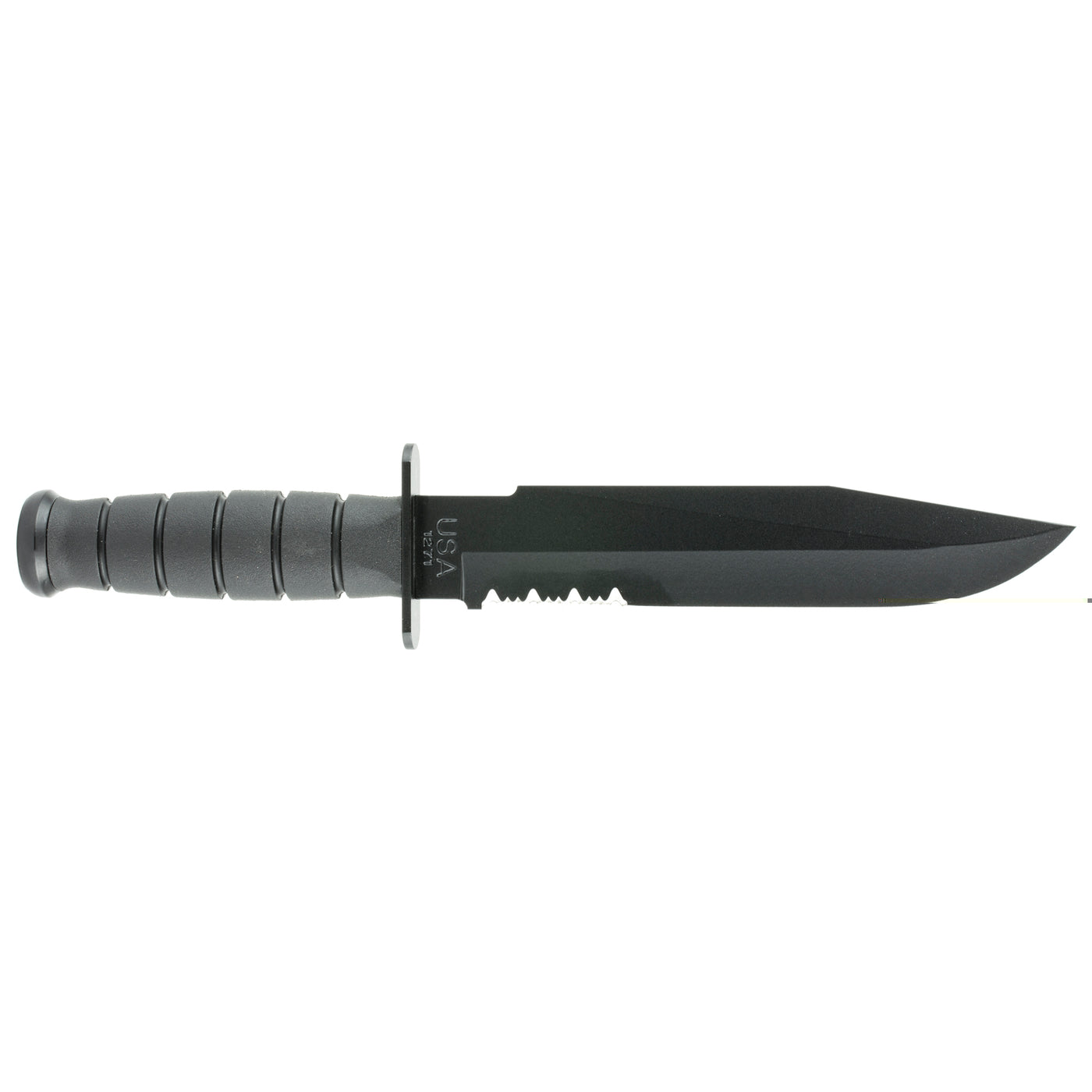 KA-BAR Fixed 8.0 in Black Combo Blade Kraton Handle