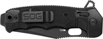 Sog Knife Seal Xr Black Crkte - 3.9" Pln Edge Fldr Black Usa