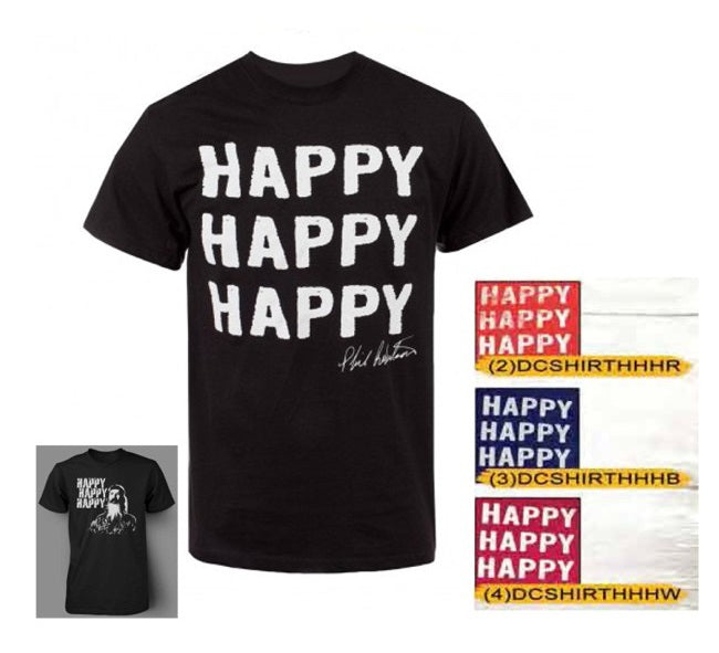 Duck Dynasty Adult Happy Happy Happy Shirt - Pink Heliconia / Large