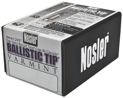 Nosler Ballistic Tip Varmint Bullets 6mm 55 Gr. Spitzer Point 50 Pk.