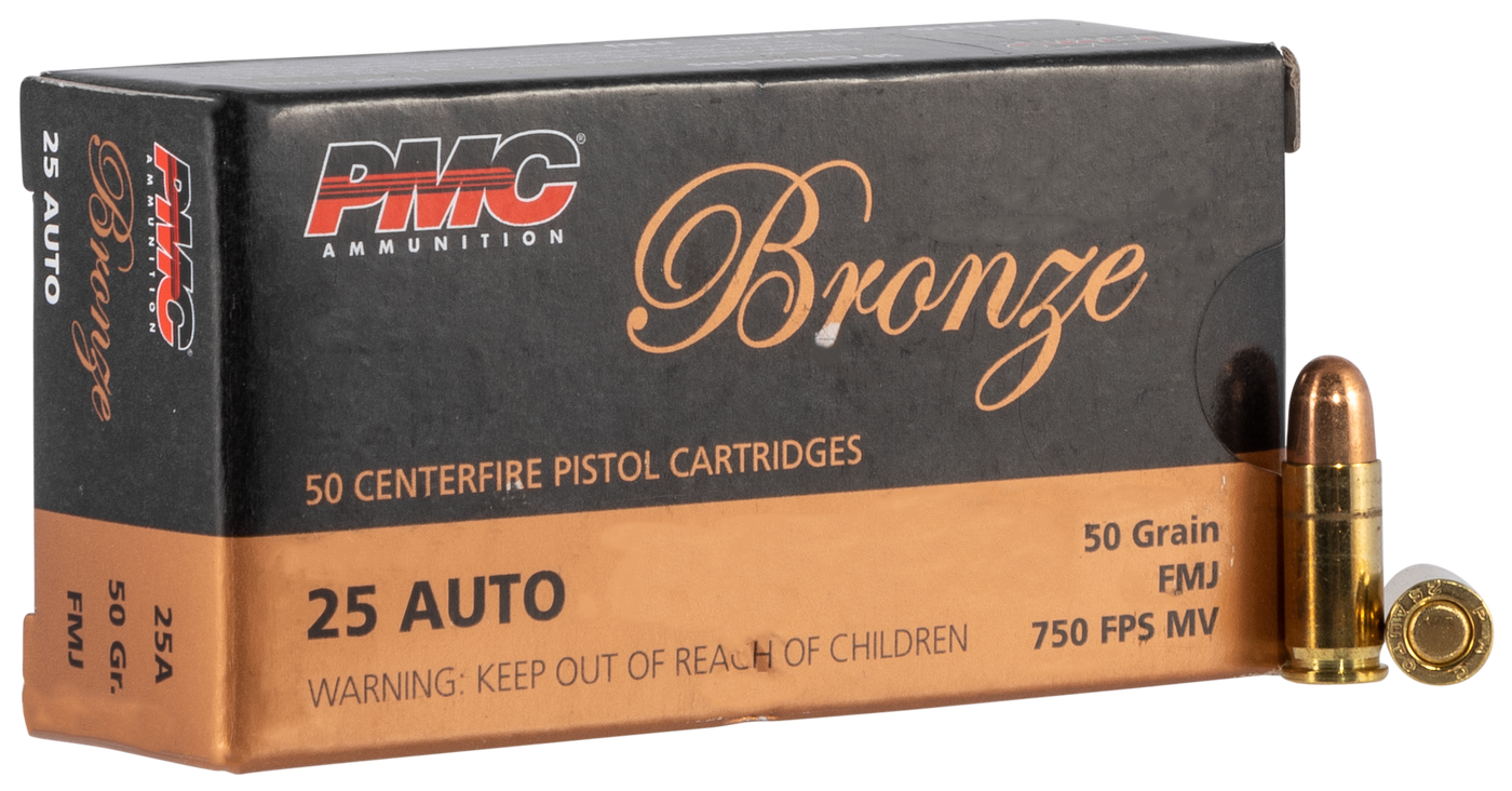 Pmc Bronze Pistol Ammo 25 Acp Fmj 50 Gr. 50 Rd.