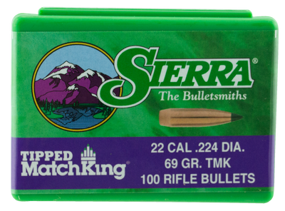 Sierra Bullets .22cal .224 - 69gr Hp-bt Match Tmk 100ct