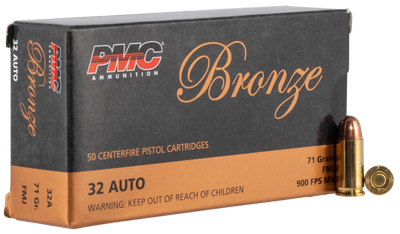 Pmc Bronze Pistol Ammo 32 Auto Fmj 70 Gr. 50 Rd.