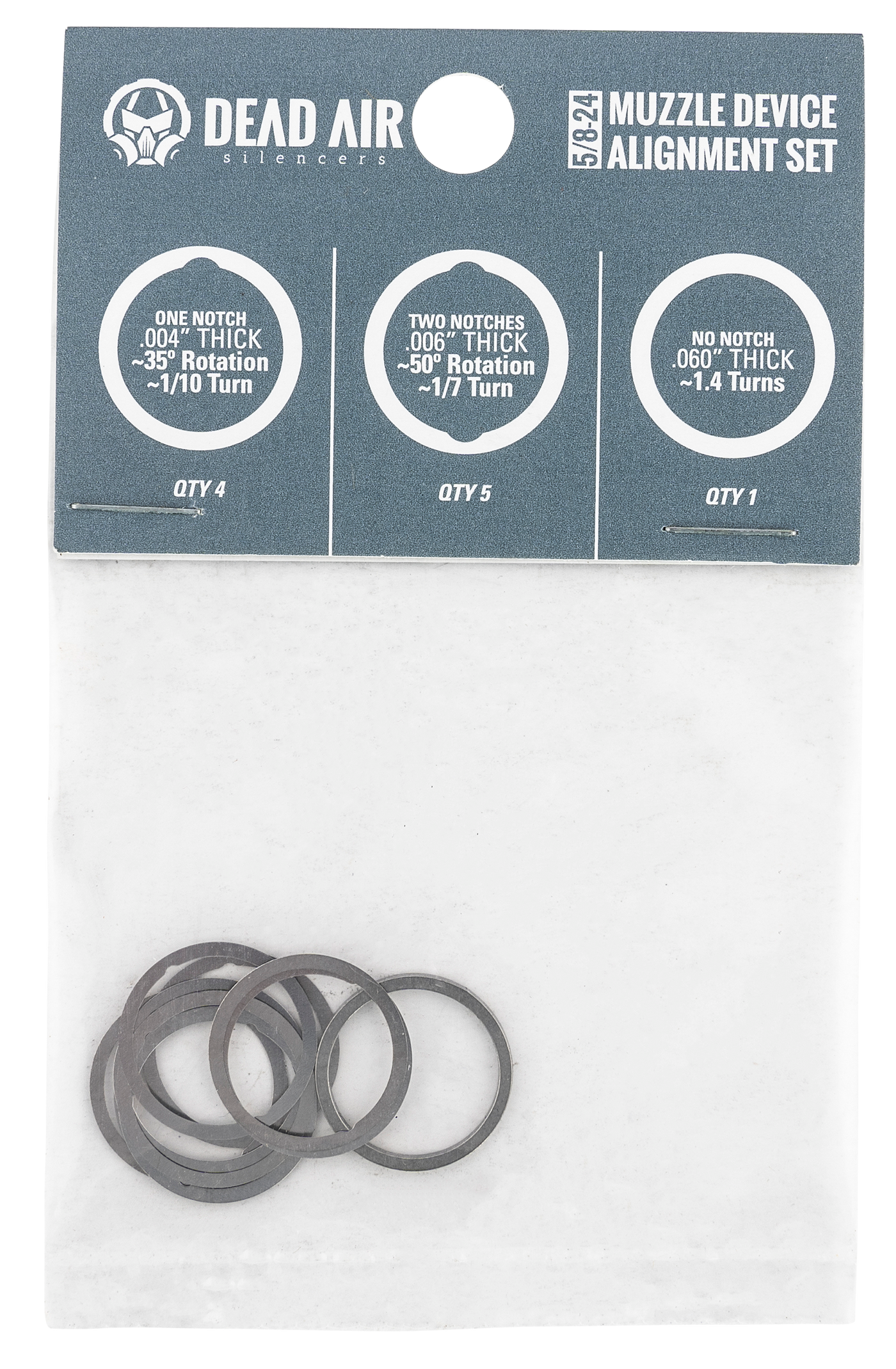 Dead Air Shim Kit, Deadair Da002      5/8-24 Shim Kit