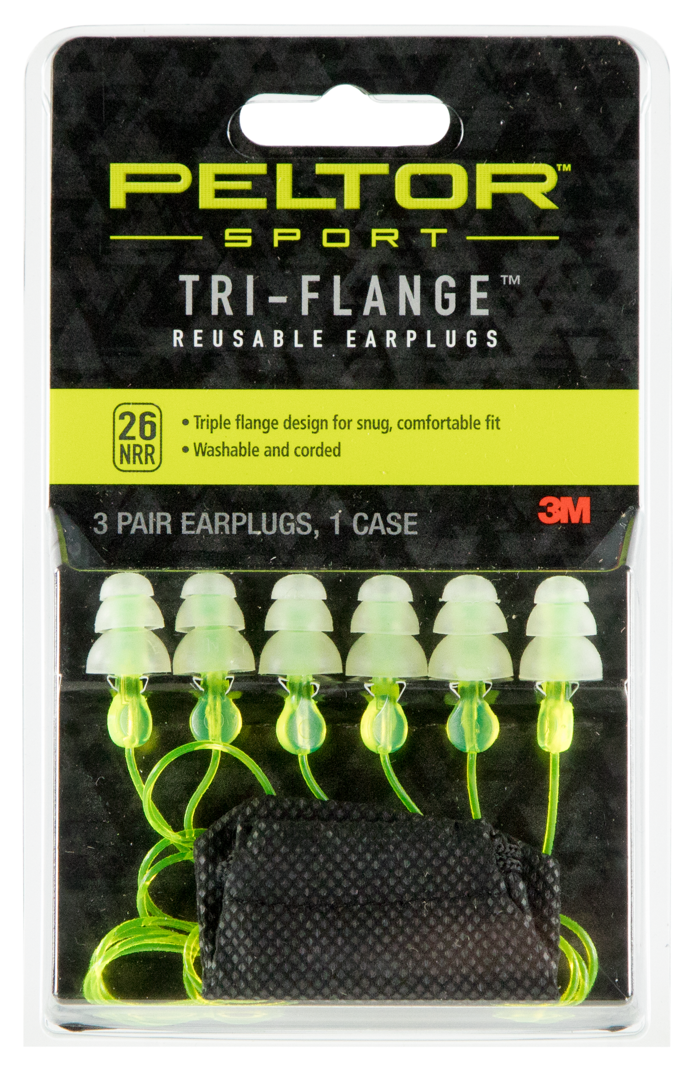 Peltor Reuse Tri-flange Earplugs 3pk