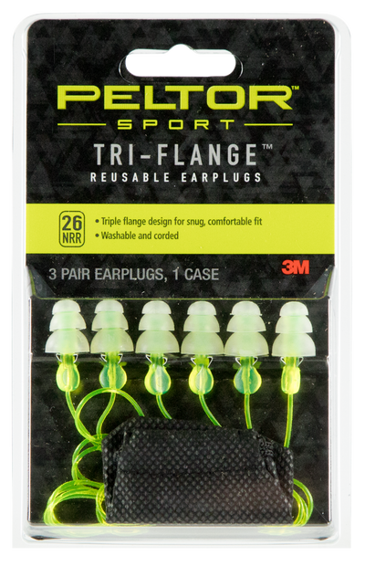 Peltor Reuse Tri-flange Earplugs 3pk