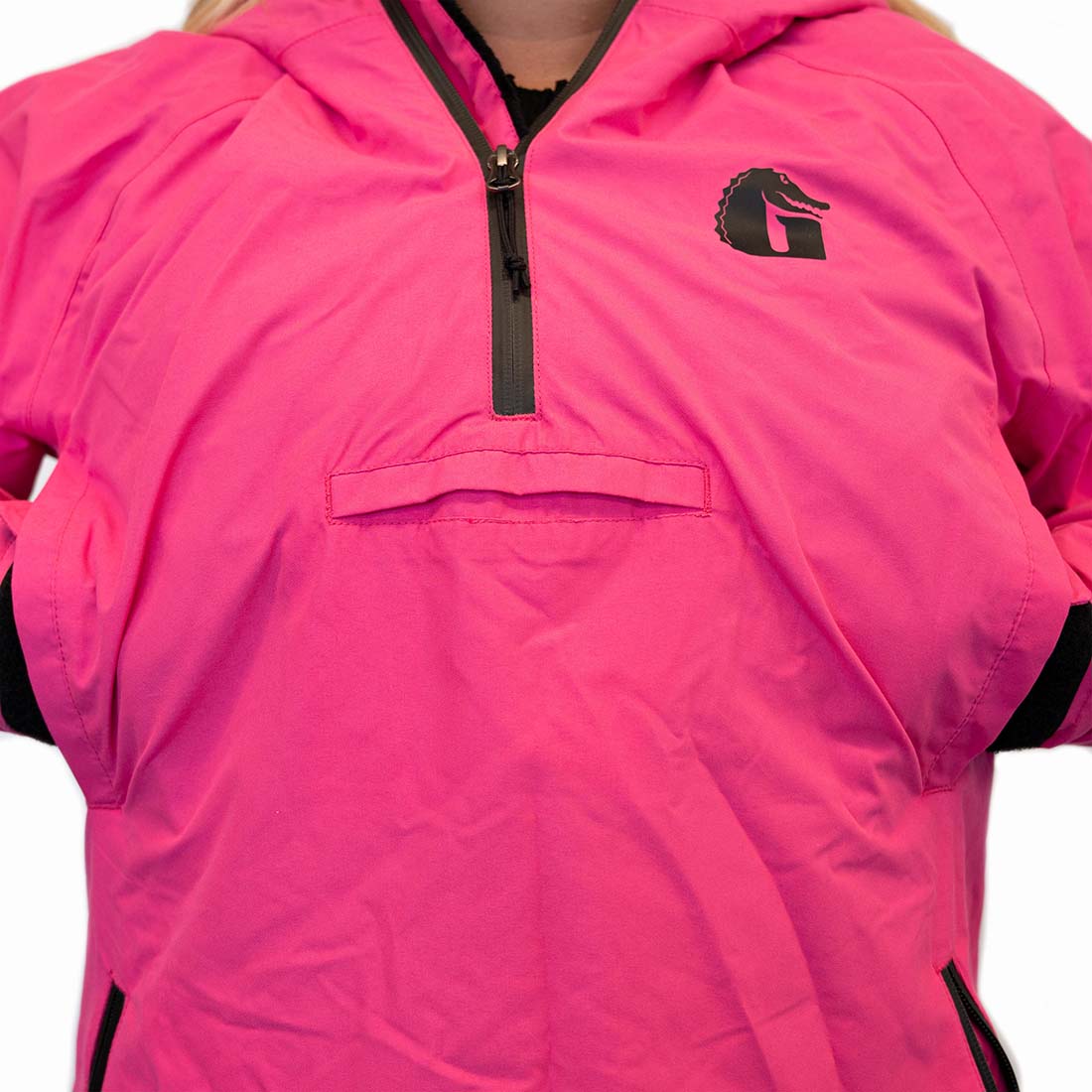 Waterproof 1/2 Zip Bog Hoodie Womens - Pink Pocket View