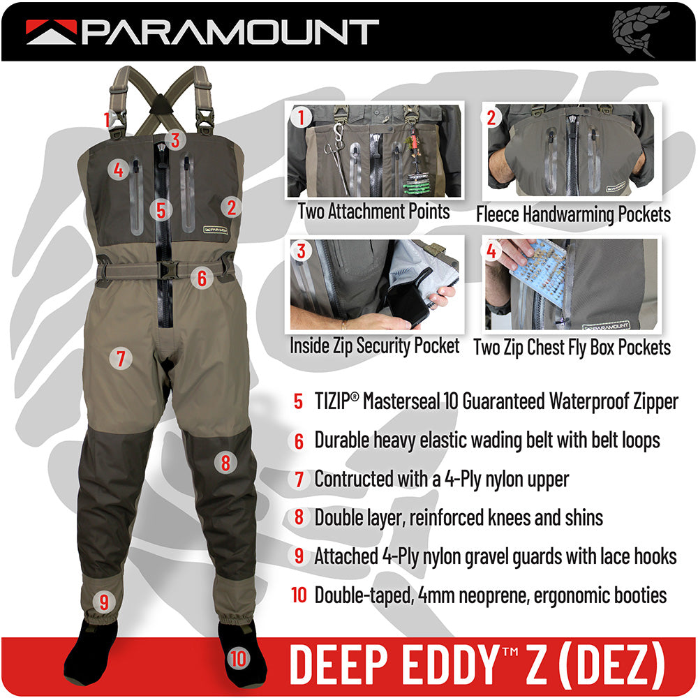 Paramount Outdoors DEEP EDDY Zippered Breathable Chest Wader