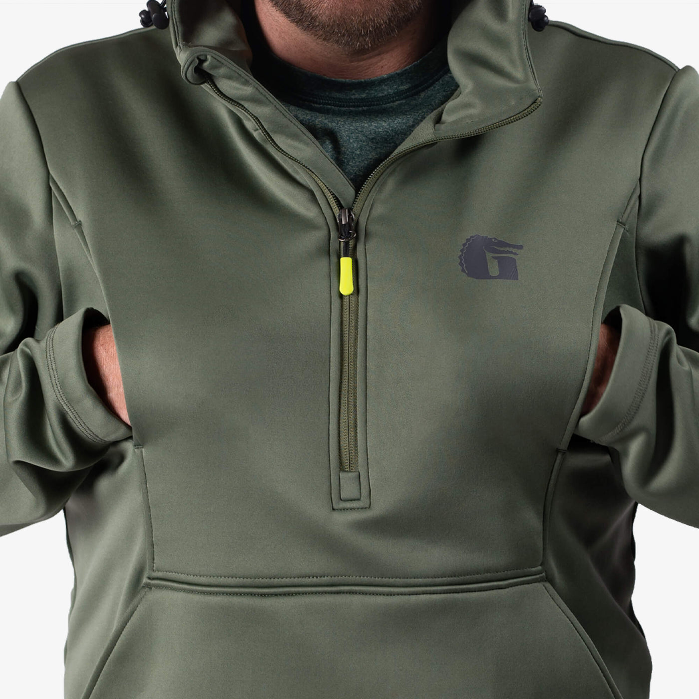 Gator Wader Catahoula 1/2 Zip Hoodie | Mens - Olive