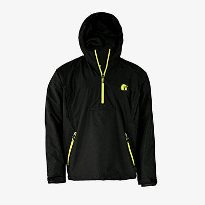 mens bog hoodie in black and lime - front view