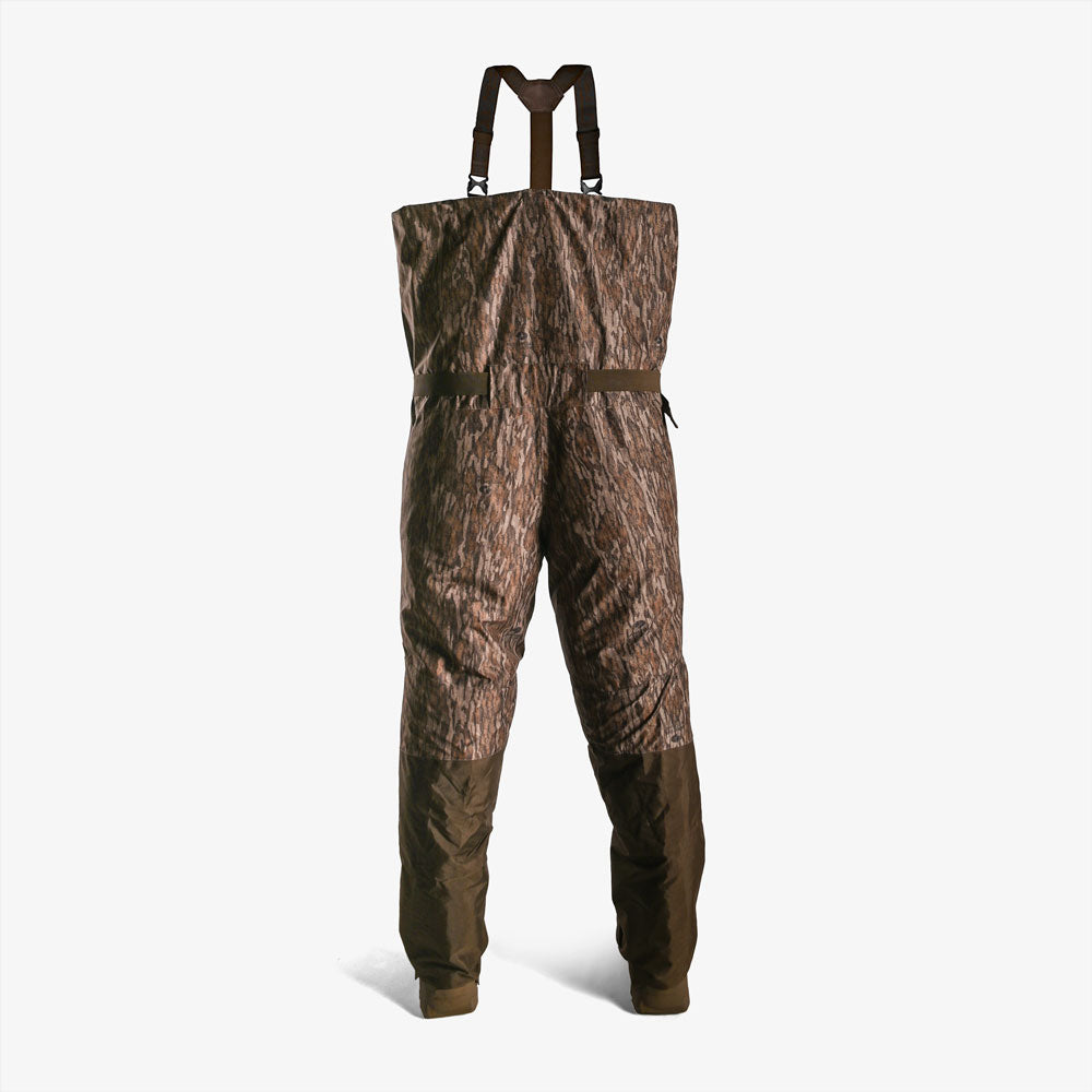 men's omega zip wader mossy oak bottomland back view