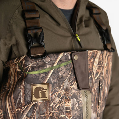 men's omega zip wader realtree max 7 close up view