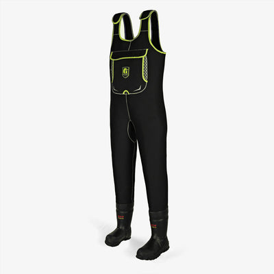 mens retro waders lime - side view