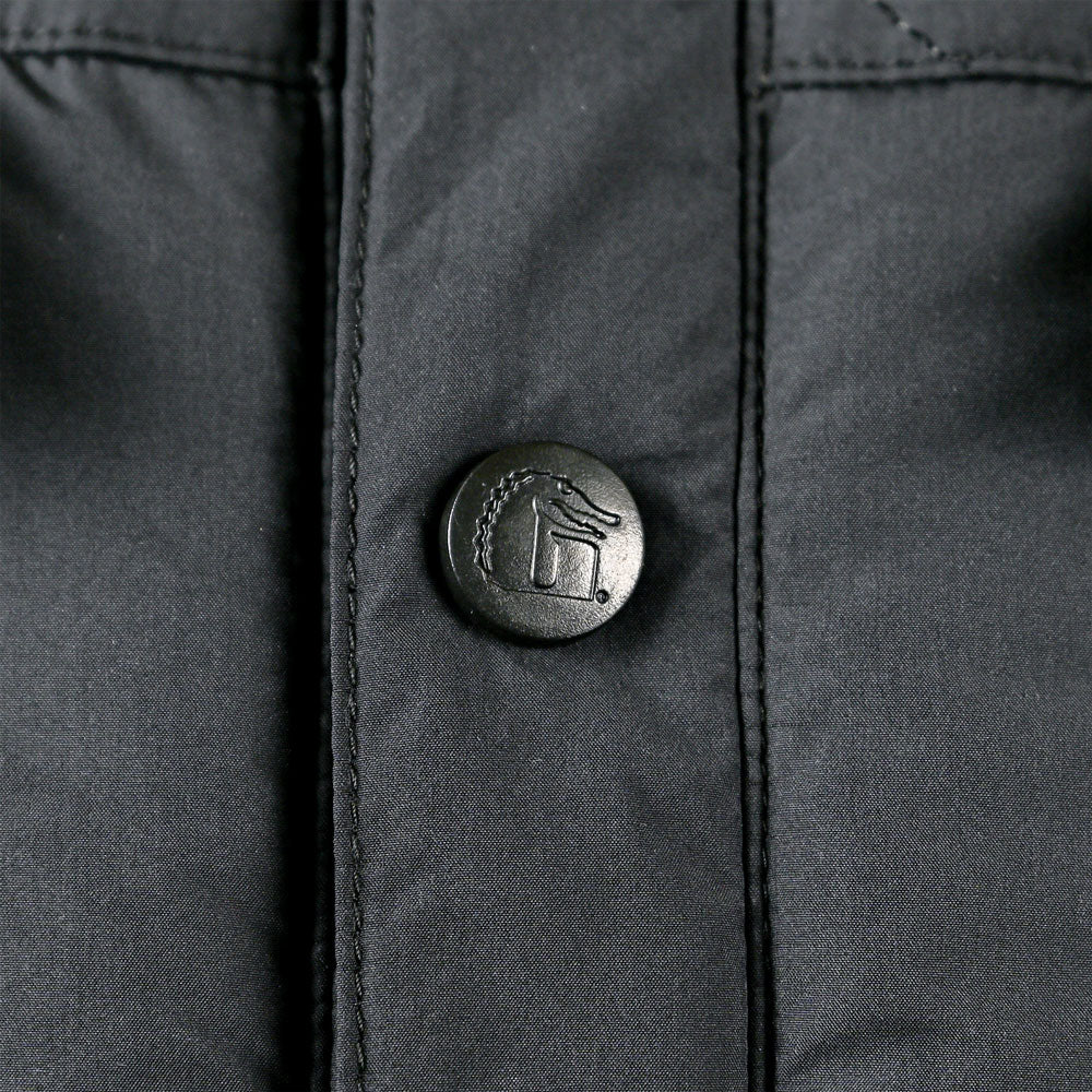 mens insulated snap shirt - black river - snap view