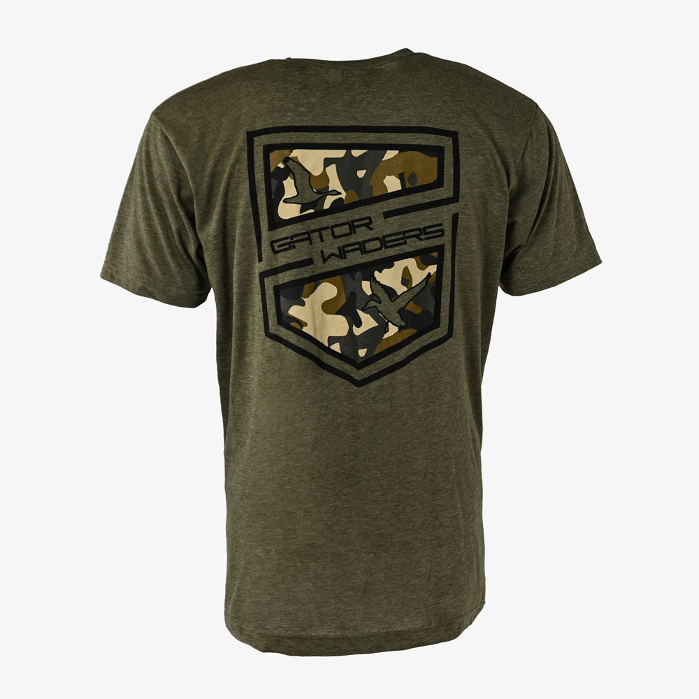 Gator Wader Woodland Shield Graphic Tee | Military Green