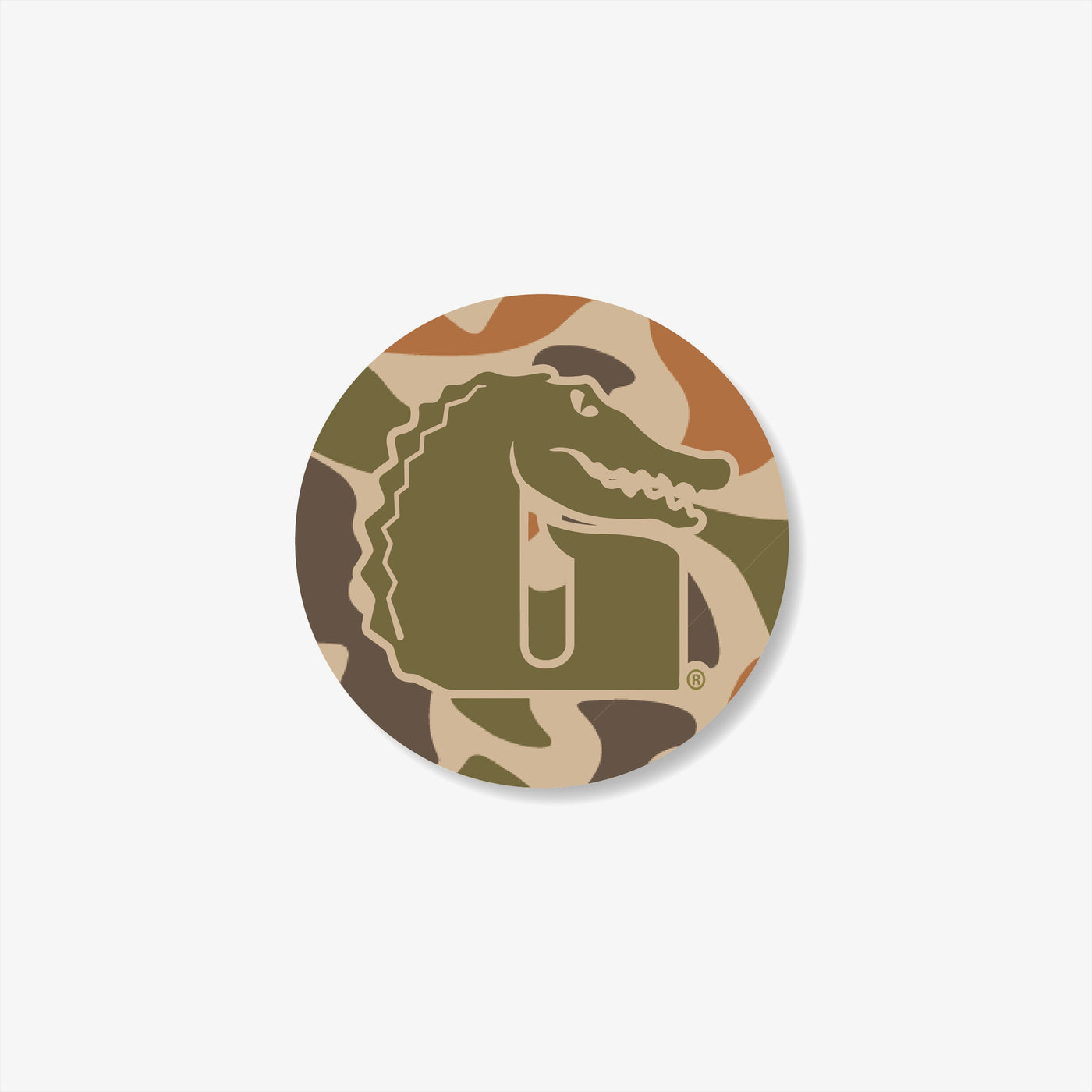 Gator Wader 3.5-inch Old School Camo Circle "G" Decal | White