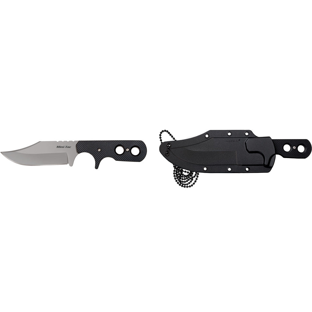 Cold Steel Mini Tac Bowie Fixed Blade Knife Black 3.6 In. W/sheath