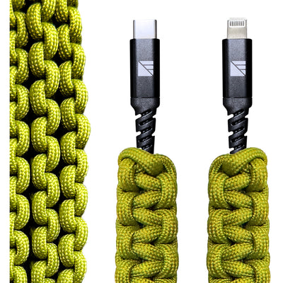 Dark Energy Lightning To C Paracord Cable  Green