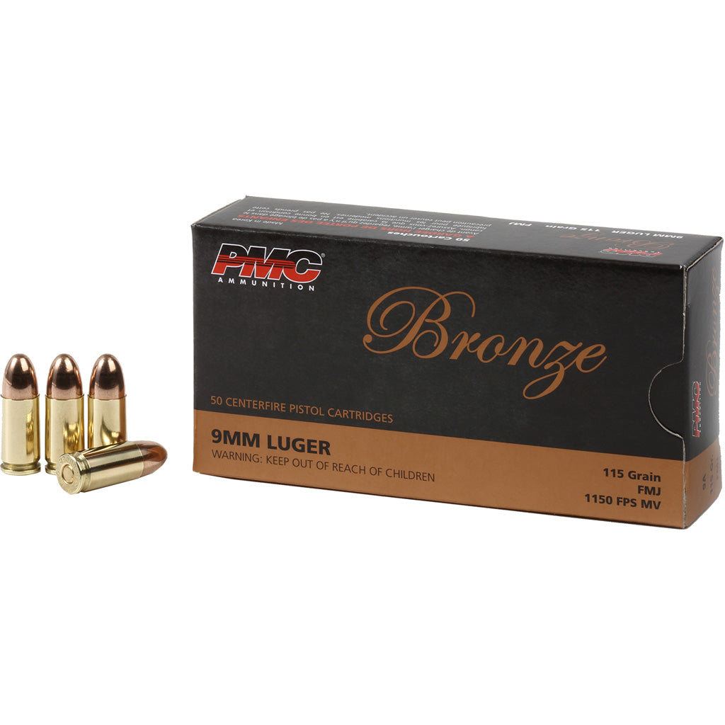 Pmc Bronze Pistol Ammo 9mm Luger Fmj 115 Gr. 50 Rd.