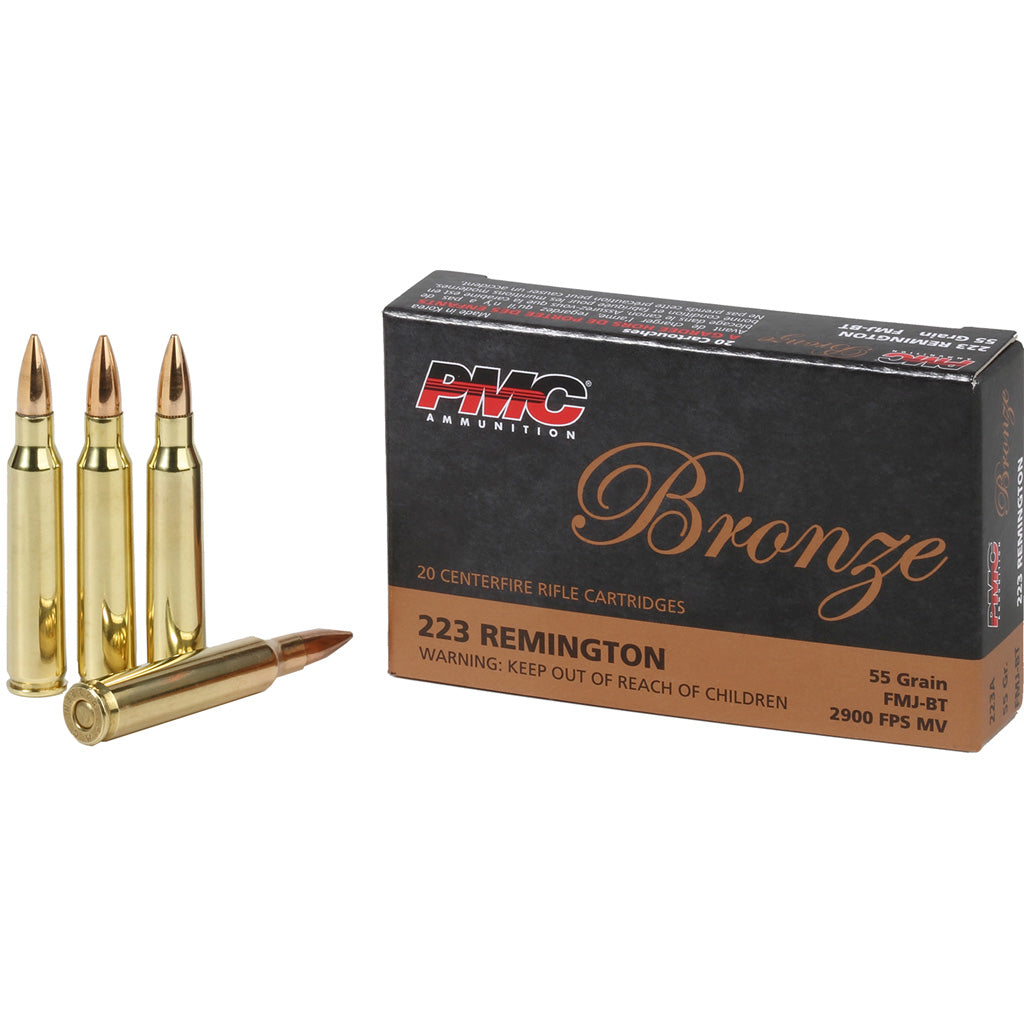 Pmc Bronze Rifle Ammo 223 Rem Fmj Bt 55 Gr. 20 Rd.