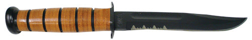 KA-BAR Full-Size Fixed USMC 7 in Black Blade Leather Handle