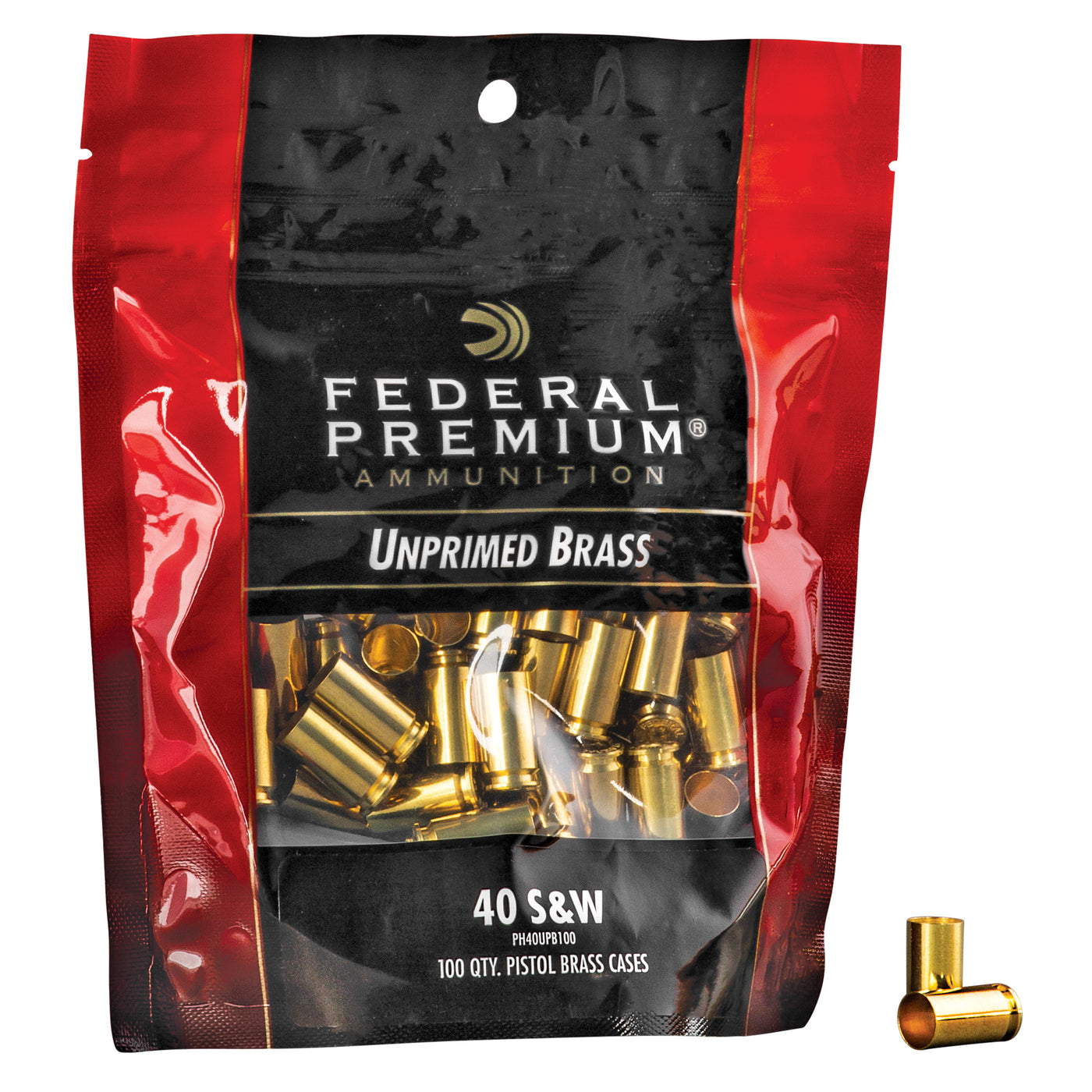 Fed Gold Mdl 40s&w Unprmd Brss 100ct