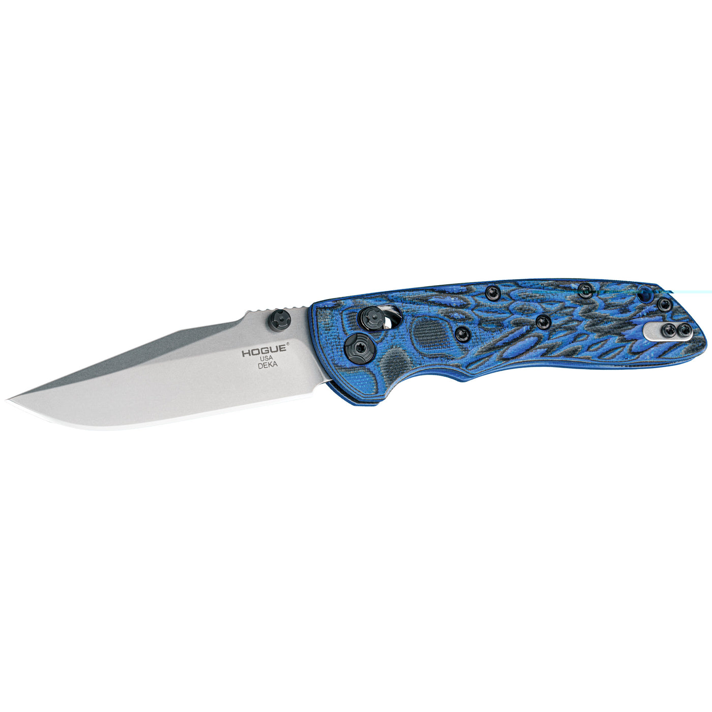 Hogue Deka 3.25in Lck Fold Clip Pt Tumble Fin G10 Blue Lava