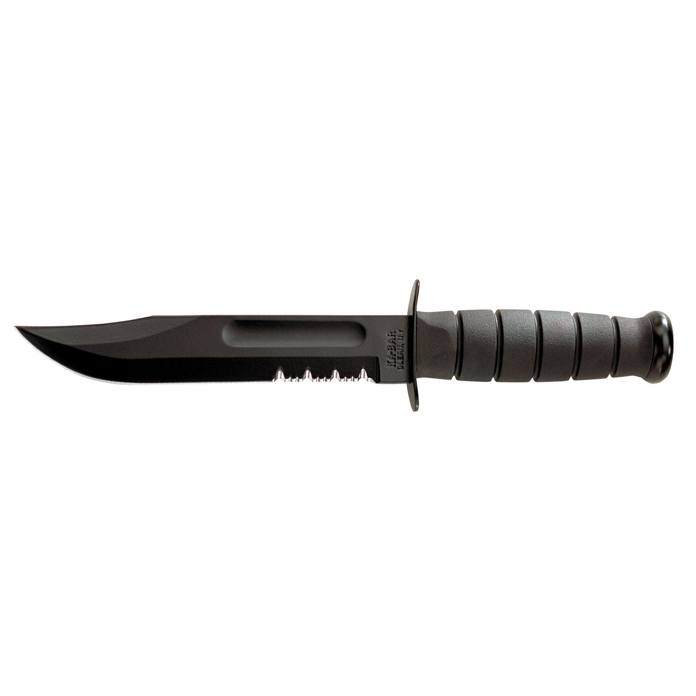 Ka-bar Fighting/utility Knife - 7" Serr W/plastic Sheath Black