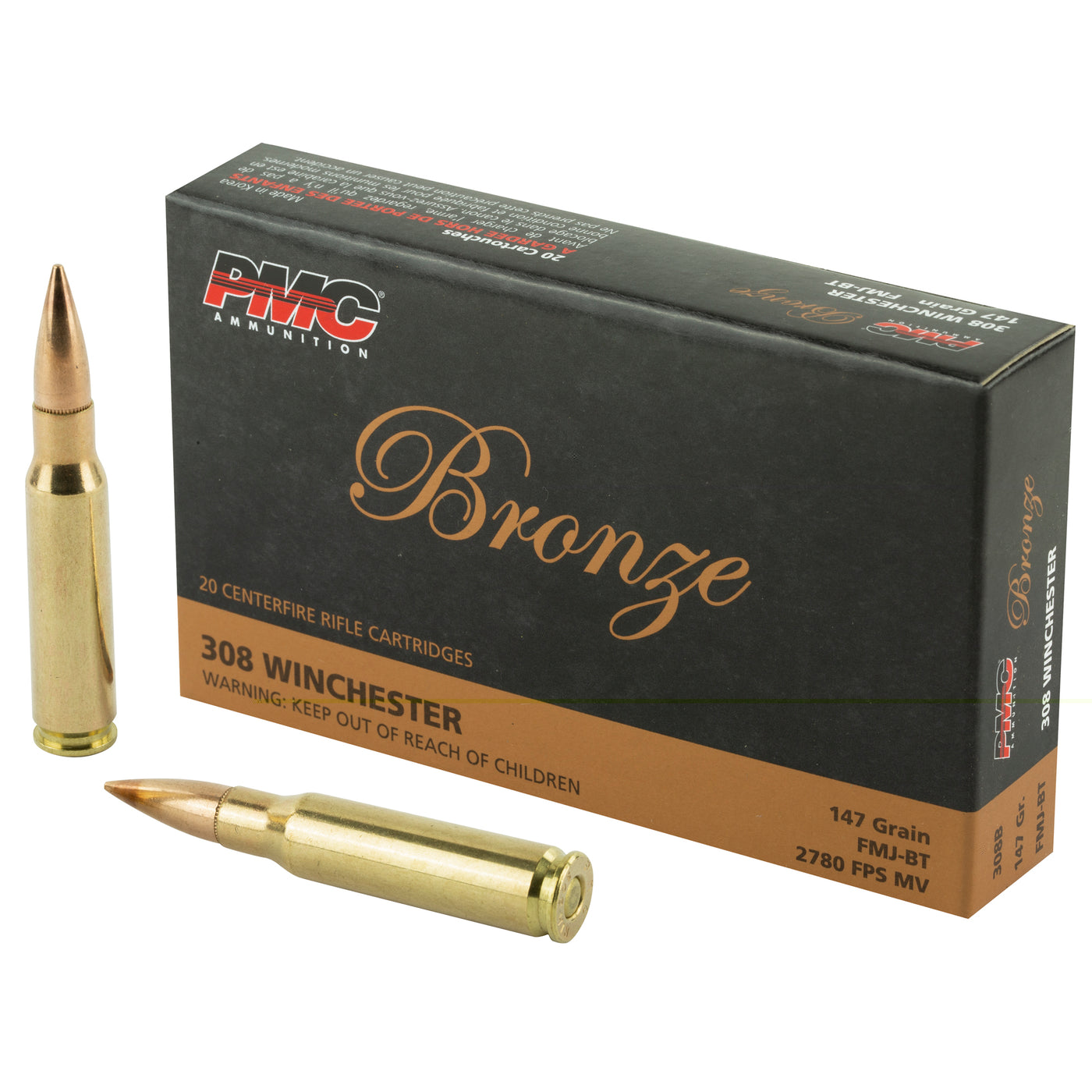 Pmc Bronze Rifle Ammo 308 Win Fmj Bt 147 Gr. 20 Rd.