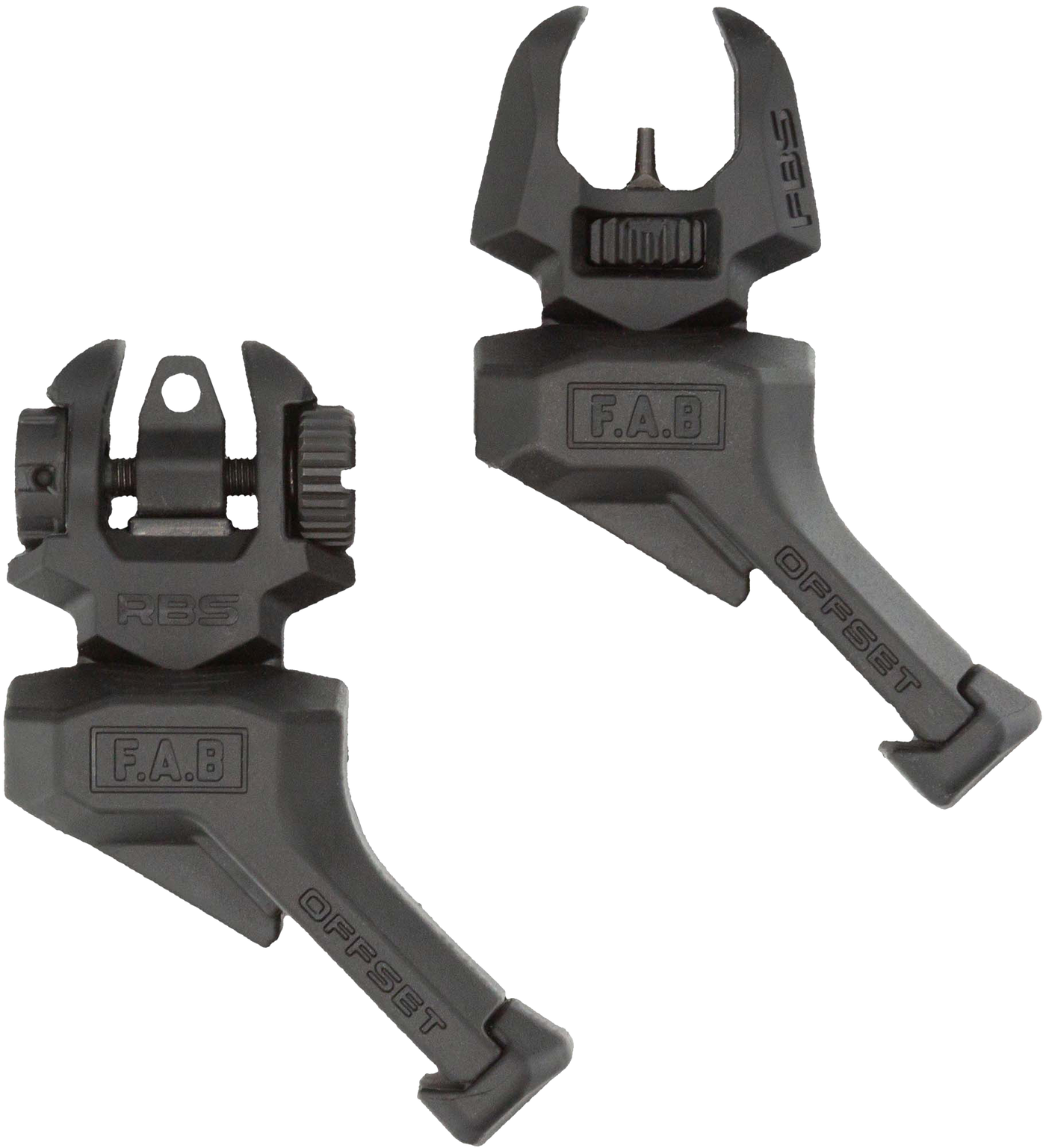 Fab Defense (usiq) Front And Rear Set Of Offset Flip-up Sights, Fab Fxfrbsosb Front&rear Offset Flip-up Sights Blk