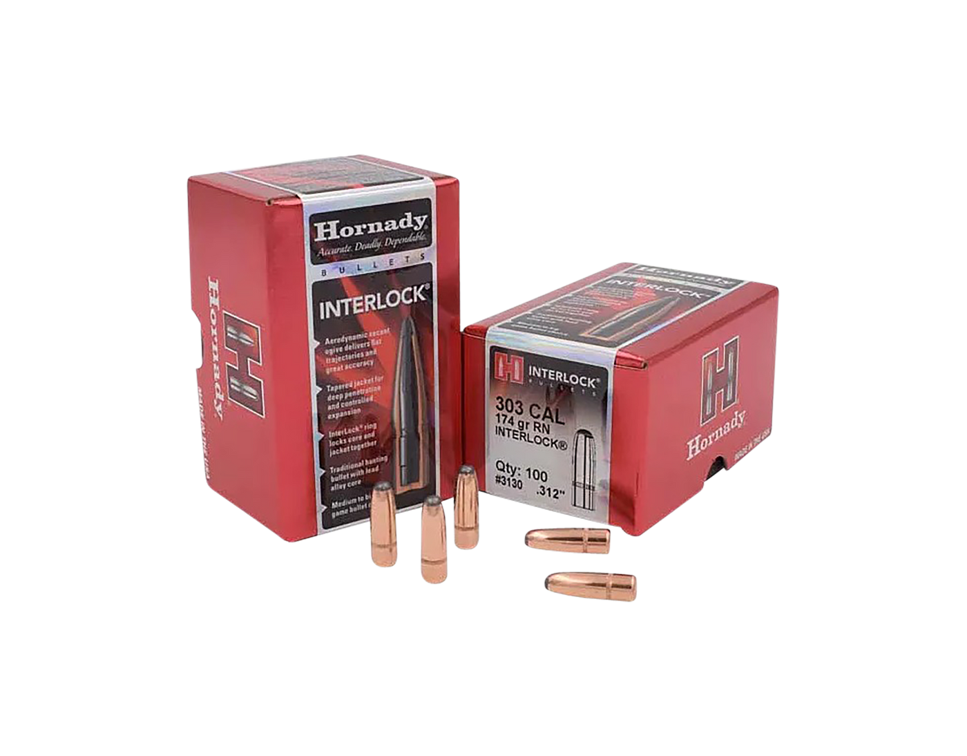 Hornady Bullets 303 Cal .312 - 174gr Rn 100ct 15bx/cs