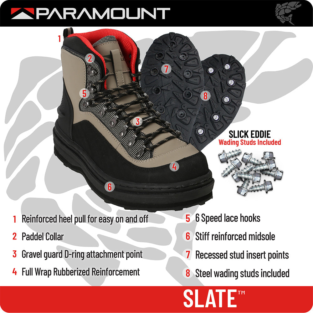 Paramount Outdoors Slate Cleated Rubber Bottom Wading Boots