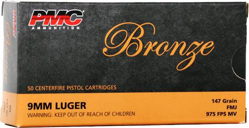 Pmc Bronze Pistol Ammo 9mm Luger 147 Gr. Fmj 50 Rd.