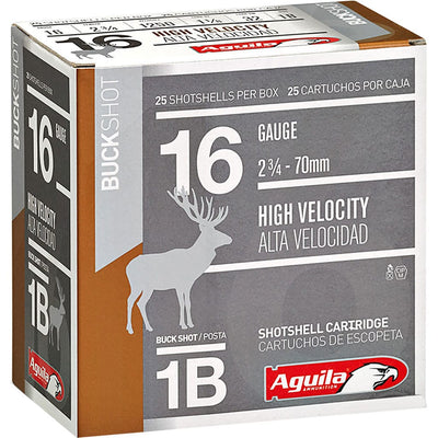 Aguila Aguila High Velocity Shotgun Game Load 16 Ga. 2.75 In. 1 Buck Shot 25 Rd. Ammo