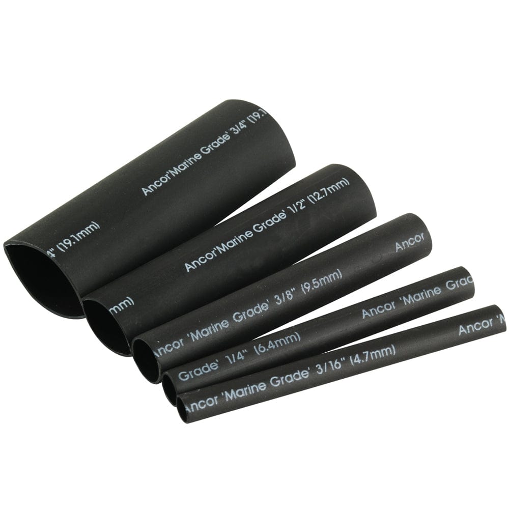 Ancor Ancor Adhesive Lined Heat Shrink Tubing Kit - 8-Pack, 3", 20 to 2/0 AWG, Black Electrical