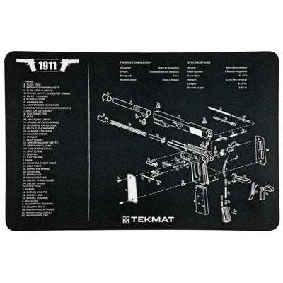 BECK TEK, LLC (TEKMAT) Tekmat Armorers Bench Mat - 11"x17" 1911 Pistol Gun Care