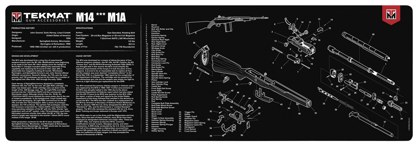 BECK TEK, LLC (TEKMAT) Tekmat Armorers Bench Mat - 12"x36" M14/m1a Gun Care