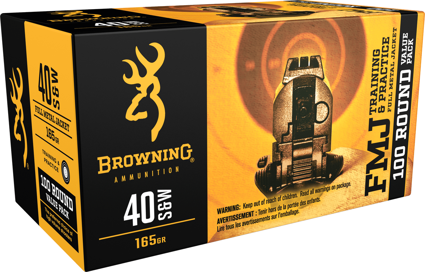 Browning Ammo Browning Ammo Training & Practice, Brna B191800404    40s    165 Fmj Value Pk  100/05 Ammo