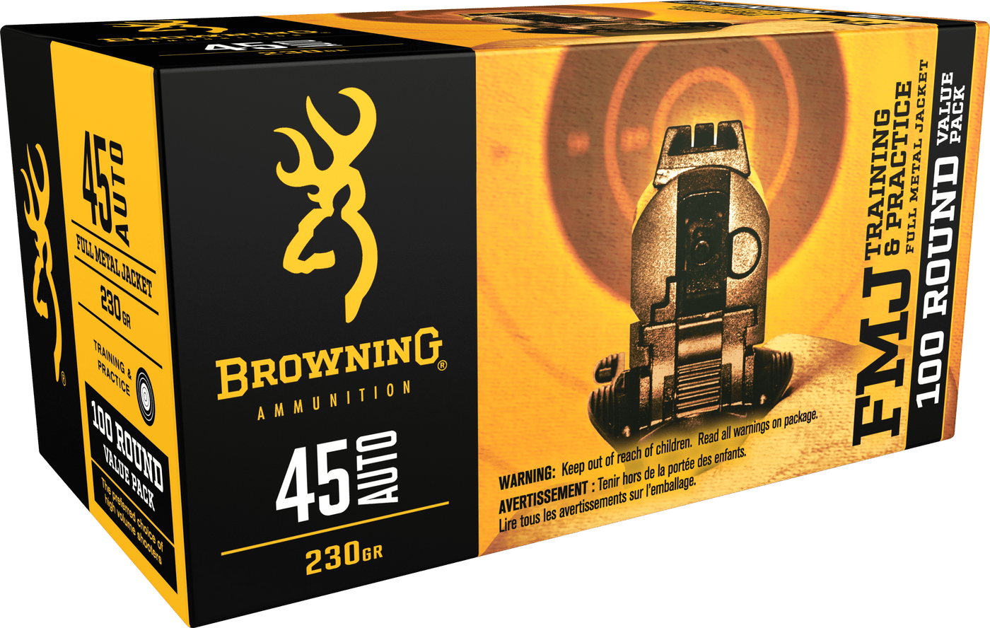 Browning Ammo Browning Ammo Training & Practice, Brna B191800454    45a    230 Fmj Value Pk  100/05 Ammo