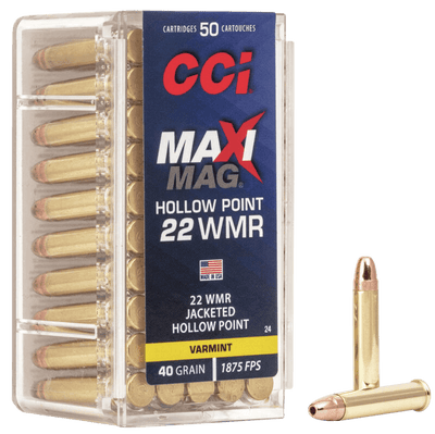 Cci Varmint Maxi-mag Rimfire Ammo 22 Mag 40 Gr. Jacketed Hollow Point 50 Rd.